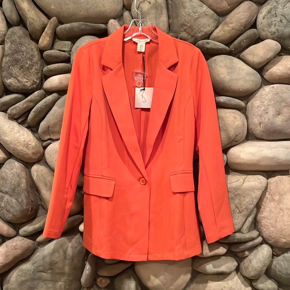 NWT Happily Grey Orange Blazer - Size Small